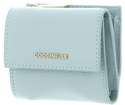 Coccinelle Leder Geldbörse Metallic Soft Wallet Grained Leather Aquamarine hellblau