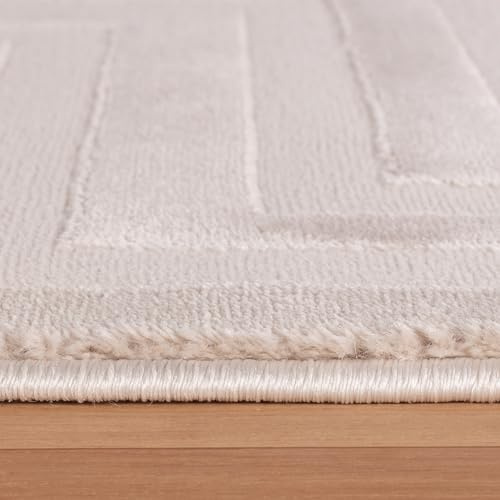 KADIMA DESIGN Wohnzimmerteppich 3D Design Modern Pflegeleicht Elegant Waschbar Langlebig Strapazierfähig Beige 120x170 cm Schlafzimmer Wohnzimmer Oeko-TEX Fußbodenheizung geeignet | ILLER