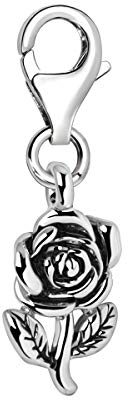 Quiges Charms Anhänger Rose Versilbert Damen Schmuck für Bettelarmband