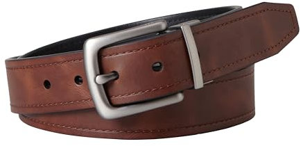 Fossil Herren Reversible Black and Brown Leather Belt Gürtel, Parker Braun/Schwarz, 40