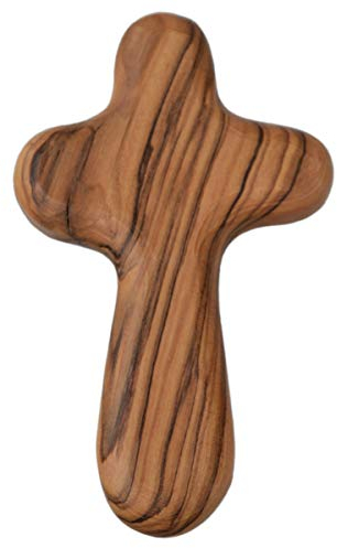 Junker Kirchenbedarf Holzkreuz - Handschmeichler Olivenholz Kreuz aus Bethlehem 9cm