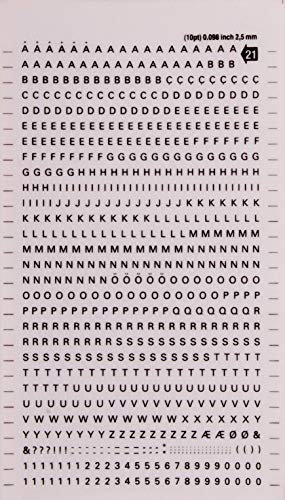 APLI DD21F - Buchstaben und Zahlen übertragbar, schwarz. Buchstaben und Ziffern 2,5 mm Schwarz