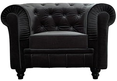 Menzzo Grand Fauteuil Chesterfield - Sessel mit Samtbezug Schwarz