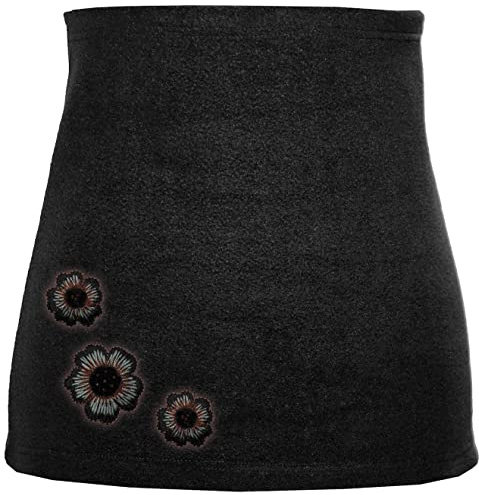alles-meine.de GmbH Nierenwärmer - Fleece/Uni schwarz - Größe - Frau XL - mit Blume Blüte Applikation Bauchwärmer Fleece Frottee Nierengurt Leibwärmer Männer Frau Kinder Sport ..