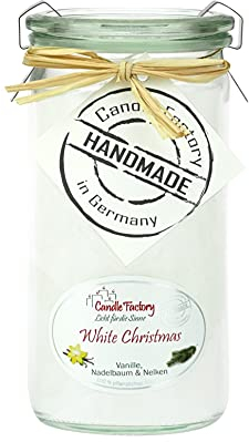 Candle Factory Kerze Mini Jumbo Windlicht weiß Duft White Christmas 307052