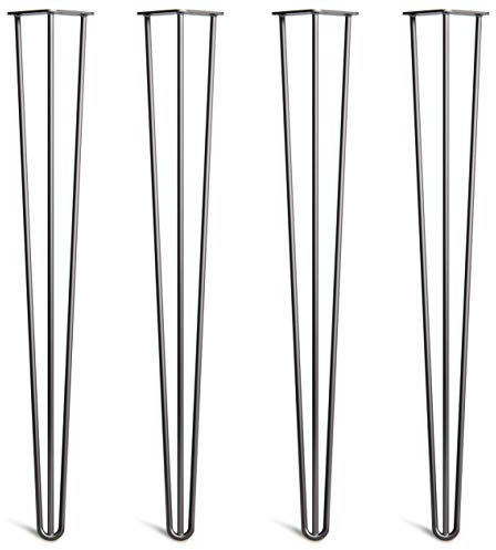 Lot 4 Pieds En Épingle À Cheveux En Acier 10mm Haute Qualité - Style Milieu 20ème Siècle - Protège-Pieds, Guide Installation, Vis Inclus - Disponible Dans 10-86cm Et Une Gamme Complète De Finitions