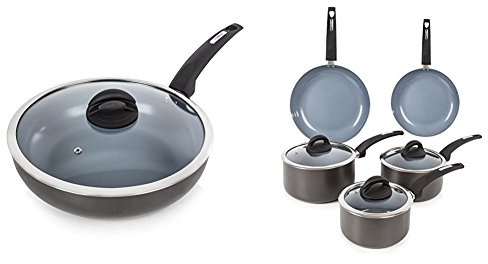 Tower Cerasure 6 Piece Pan Set with Non-Stick Inner Coating, Graphite