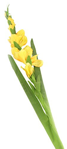 Floral Elegance Lot de 12 glaïeuls artificiels à Tige Unique Jaune 118 cm