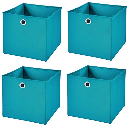 StickandShine 4er Set Türkis Faltbox 28 x 28 x 28 cm Aufbewahrungsbox faltbar
