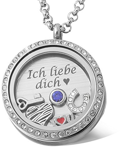 Charm-Medaillon - inkl. Gravur - Edelstahl cristal CM2 - mit AMAZON KONFIGURATOR direkt online gestalten !