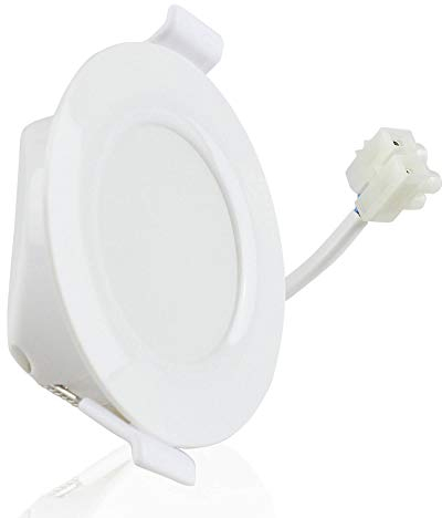 LED Einbaustrahler super flach 8W kaltweiß 230V - auch geeignet für Badezimmer, Außenbereich, IP44-650 Lumen, weiß, rund, aus Kunststoff und integrierter Trafo - Ø70-75mm Bohrloch