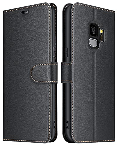 ELESNOW Case for Samsung Galaxy S9, High-grade Leather Flip Wallet Phone Case Cover Compatible with Samsung Galaxy S9 (Black)