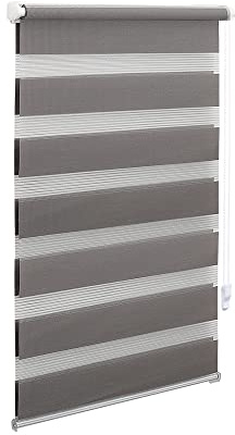 OBdeco Doppelrollo Duo Rollo Klemmfix ohne Bohren B50cm x H150cm(Stoffbreite 46 cm) Grau für Fenster lichtdurchlässig und verdunkelnd