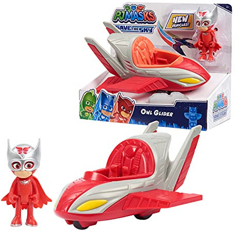 PJ Masks Just Play Save The Sky Eule Glider, 7,6 cm große Eule-Figur und Eulen-Gleiter, Rollenspiel, Kinderspielzeug ab 3 Jahren