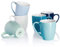Sweese 611.003 Porcelain Mugs - 12 Ounce for Coffee, Tea, Mocha and Mulled Drinks - Set of 6, Cold Assorted Colors