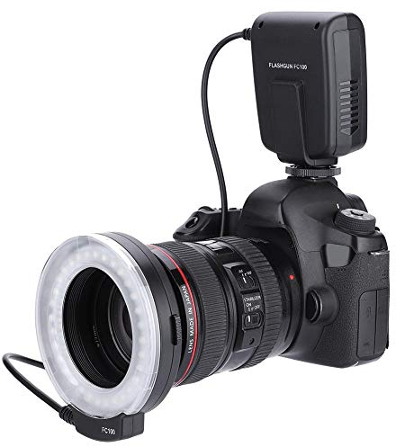 Lampe annulaire LED pour Appareil Photo, Lampe Universelle de Remplissage de Flash vidéo 5000K avec contrôleur de Flash et adaptateurs d'anneau pour 7D 5D MarkII 60D 50D 40D