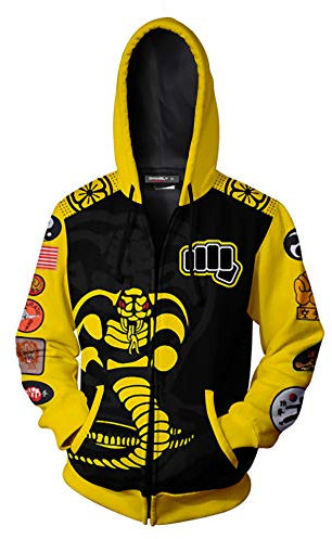 jiazery QZ Cobra Kai Herren-Jogginghose mit 3D-Druck, mit Tasche, Cobrakai-2, L-XL