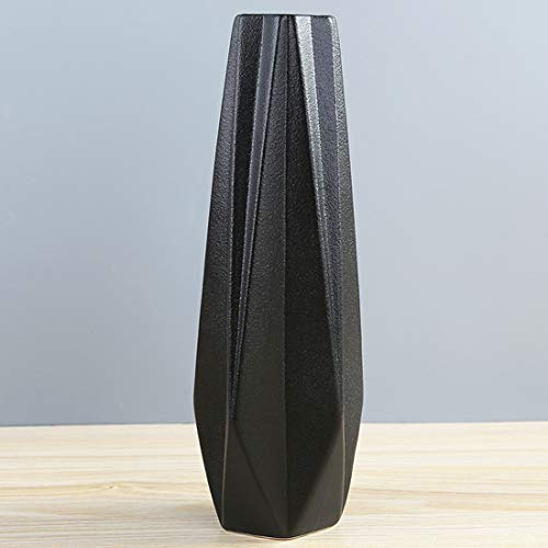 Koomiao Blumenvasen Kleine,Vasen Keramik Schwarz Matt mit Rillen Vasen für pampasgras,Dekorative Vasen für Wohnzimmer Tisch Zuhause Büro Deko (Schwarz, S)
