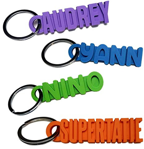Porte-Clés Personnalisé, Grand Anneau 3.5cm, Texte et Couleur au Choix, Porte Clé Original, pour Homme et Femme, Porte-Clés Prénom, Porte Clé Personnalisable