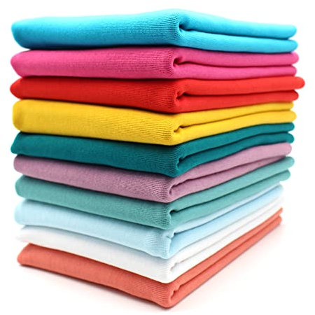 10x 0,25m Bündchenstoff Set Schlauchware 70cm breit 95% Baumwolle, 5% Elasthan Auswahl Jersey (Bunt Paket 2, 10er Set)