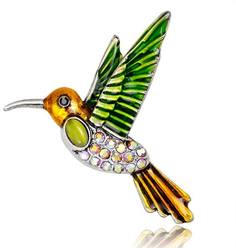 Fajewellery Damen Antique Emaille Vogel Hummingbird mit Zirkonia Brosche Schmuck