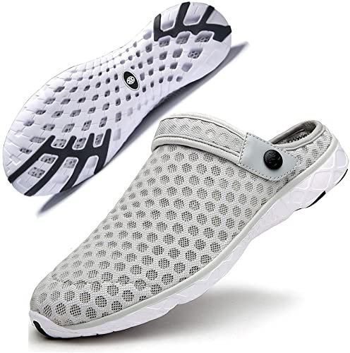 Zuecos de Verano para Unisex Adulto Playa de Sandalias Antideslizante Respirable Piscina Ahueca Zapatillas Chanclas Slippers Gris Claro 45