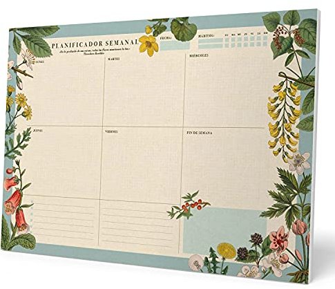 Kokonote Wochenplaner Tischkalender Block A3- Kalender Planer Botanical - Schreibunterlage auf Spanisch