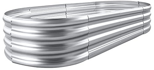 Land Guard Galvanized Planter Raised Beds, 6×3×1/8×4×1 ft Galvanized Water Trough, Keyhole Raised Garden Bed Metal Galvanized…