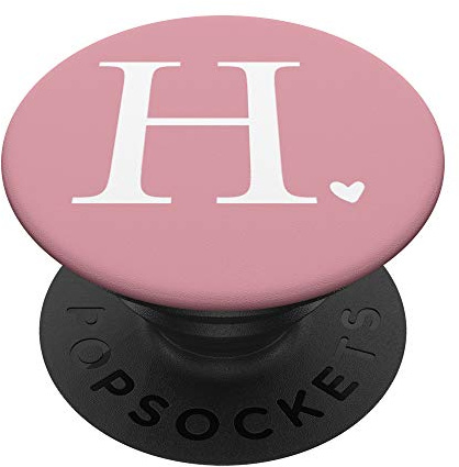 Light Pink White Monogram Letter H Initial Heart Design PopSockets Swappable PopGrip