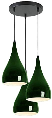 LEDSone 3 Head Ceiling Pendant Light, Modern Green Metal Tear Drop Ceiling Hanging Pendant Light Shade Cluster Light Fitting Fixture E27 Lighting for Living Room, Bedroom, Dining Room, Hallways