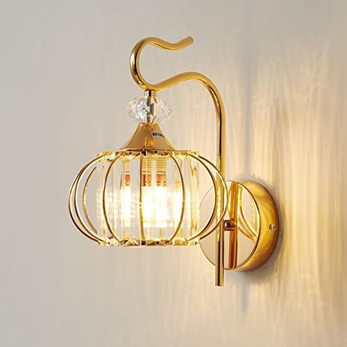 Mengjay E27 Moderne Kristall Wandleuchte K9 Glas LED Wandbeleuchtung, Retro Industrie Wandleuchte, für Nachttischlampe,Schlafzimmer Wohnzimmer,Dachboden,Study,Cafe,Korridor Lampe,Bar (Gold)