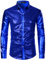 LucMatton Glänzende Metallic-Hemden für Herren, schmale Passform, Knopfleistenshirt, für Club, Rock, Hip-Hop, Disco, Party, Cosplay, XX-Large