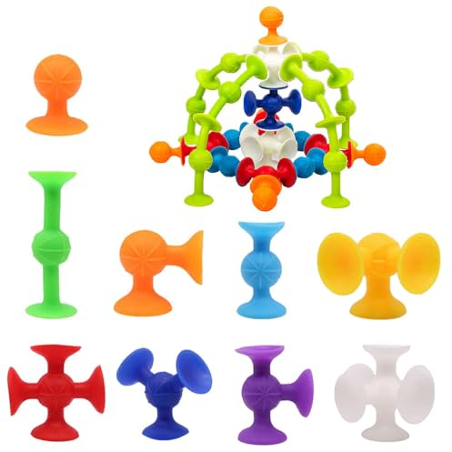 Anyinkai 33PCS Saugnapf Spielzeug Kinder,Saugnapf Figuren,Saugspielzeug Kinder,Saugnapf Silikon Spiel,Pop Sucker,Twibble,Saugnapf Spiel,Sucker Toy,Sucker Toys Darts,Silikon Bausteine