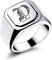 OTXIXTO Anfangsring Buchstabe Siegelring für Männer Frauen Personalisierter Name Gravierter Edelstahl Modeschmuck Hochzeit Paare Vatertagsgeschenk mit Ringgröße Einsteller (Silber, Größe 65)