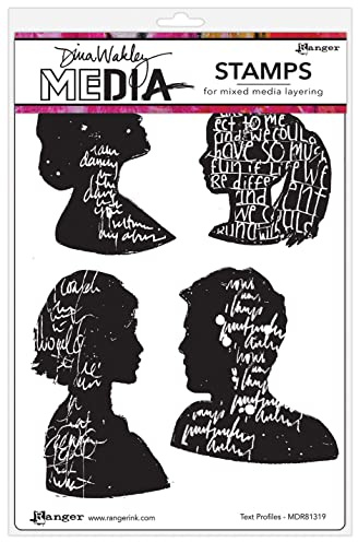Dina Wakley Media Cling Stamps 6X9-Text Profiles