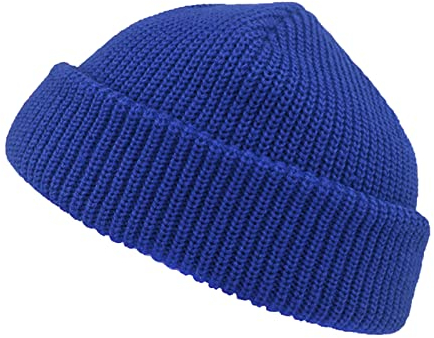 GADXE Baskenmütze Schurwolle Unisex Mode Einfarbig Strickwolle Hüte Straße Lässige Lose Kalte Hüte Melonenhaut Hüte Baskenmütze Creme (Blue, One Size)