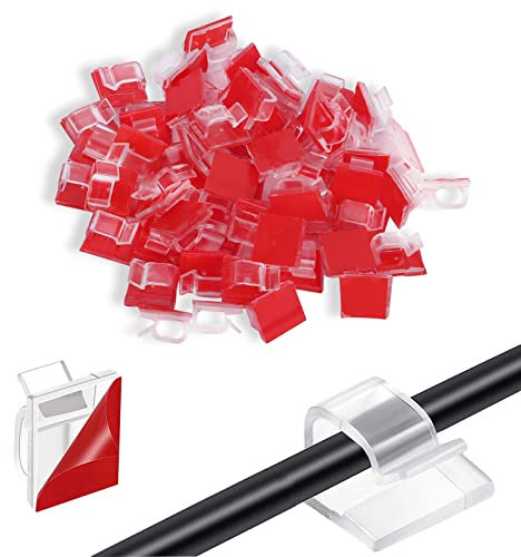 60 Pcs Auto-adhésifs Management, Kit de Gestion des Câbles, Support, Gestion Clips Durable, pour TV, PC, Ordinateur Portable, Câble Ethernet, Maison, Bureau (XK001-Clear-60)
