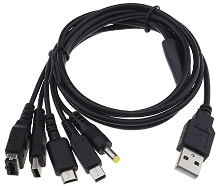 EMSea 5-in-1 USB-Ladekabel, 1,2 m, für Gameboy Advance SP, DS Lite, NDS, Wii U, New 3DS XL, 3DS, 2DS, Dsi, PSP 1000, 2000, 3000