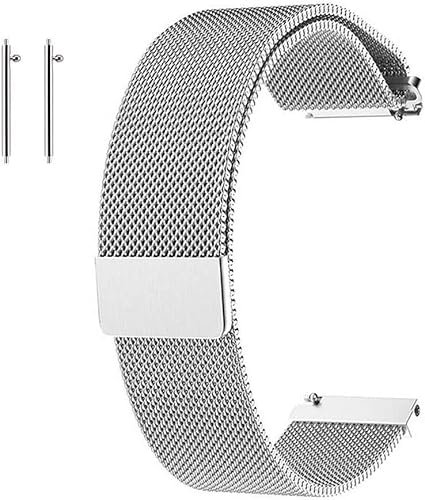 YSTrillion Bracelet de Montre Magnétique en Métal Inoxydable, Quick Release pour Smartwatch et Montre Traditionnelle (20mm, Argent)