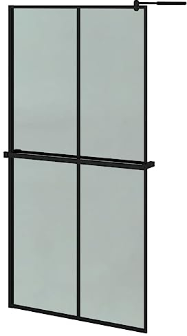 vidaXL Duschwand, Duschabtrennung mit Ablage, Duschtrennwand für Walk in Dusche, Trennwand Dusche Duschwand mit Ablage Walk In Duschwand, Schwarz ESG Glas Aluminium