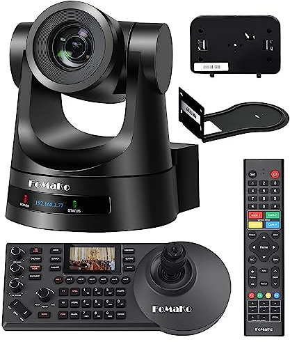 FoMaKo PTZ Camera 30X Bundle HDMI 3G-SDI IP PoE HDMI PTZ Kit for Church Worship PTZ Controller PoE IP PTZ Camera Controller Keyboard (PTZ Bundle FMK30SDI+KC608)