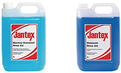 Jantex CF979 Jantex Glass Wash Rinse Aid, 1 L x 5 L & CF977 Dishwasher Rinse Aid Concentrate 5Ltr