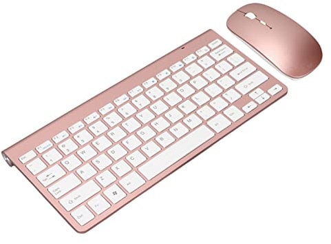 Keyboard Mouse Set, 78 Keys USB Thin Etched Keycaps Rose Gold 2.4G Wireless Wireless Mouse Ergonomics Mute Button Computer Keyboards Rose Gold (Rose Gold)
