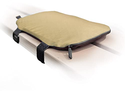 Mosh Kamper Outdoor Gelsitzkissen mit Karabiner, Outdoor Sitzmatte/Gelkissen Wasserdicht Tragbar, Sitzunterlage aus Oxford-Stoff (Beige/Schwarz)