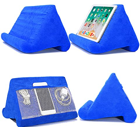 Yuehuamech Support de tablette multi-angle pour tablette, livre, liseuse, magazines, téléphones, support universel avec grandes poches en maille