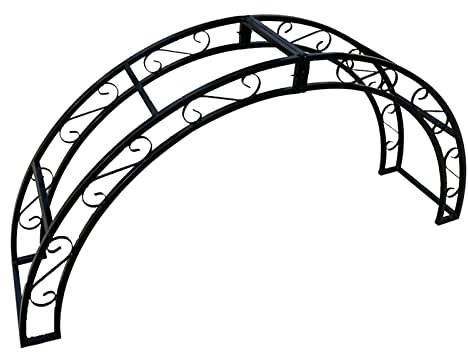 Halbrunder Gartenbogen, Kunst-Rosenbogen aus Eisen, Kletterpflanzen-Bogen, Lauben-Wandgitter, zur Dekoration von Außengärten, Eingangs-/Villa-Türbögen, Schwarz (Größe: 160 x 80 cm/63 x 31,