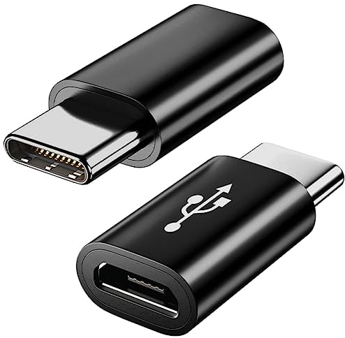 Adaptateur Micro USB vers USB C (Lot de 2), Adaptateur Type C Mâle vers MicroUSB Femelle Compatible avec Samsung Galaxy, Huawei, Téléphones Type-C, Tablettes et Plus (Noir)
