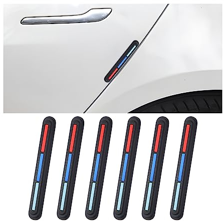 JNNJ 6 Stücke Auto Türkantenschutz Aufkleber, Universal Auto Kantenschutz Anti Scratch, Antikollisions-Türschützer, Passend Für Die Meisten Autos(Rot-Blau-Grün)