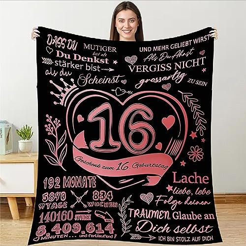Kuscheldecke Flauschige Decke Geschenke An Meine Tochter,Mama und Papa zu Mädchen Weiche Positiv Ermutigen Personalisierte DeutscheNachricht Geburtstagsdecke,16.Geburtstag für Mädchen… B0CF9T3JZW