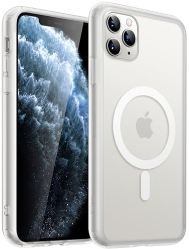 JETech Magnetic Case for iPhone 11 Pro Max 6.5-Inch Compatible with MagSafe, Translucent Matte Back Slim Shockproof Phone Cover (Frosted Clear)
